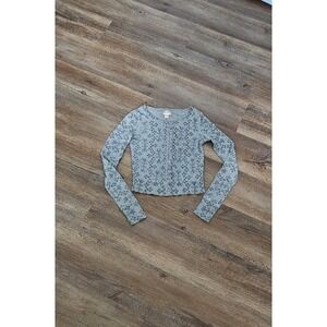 Mossimo Supply Co. Grey Print 100% Cottom Cardigan Size XS